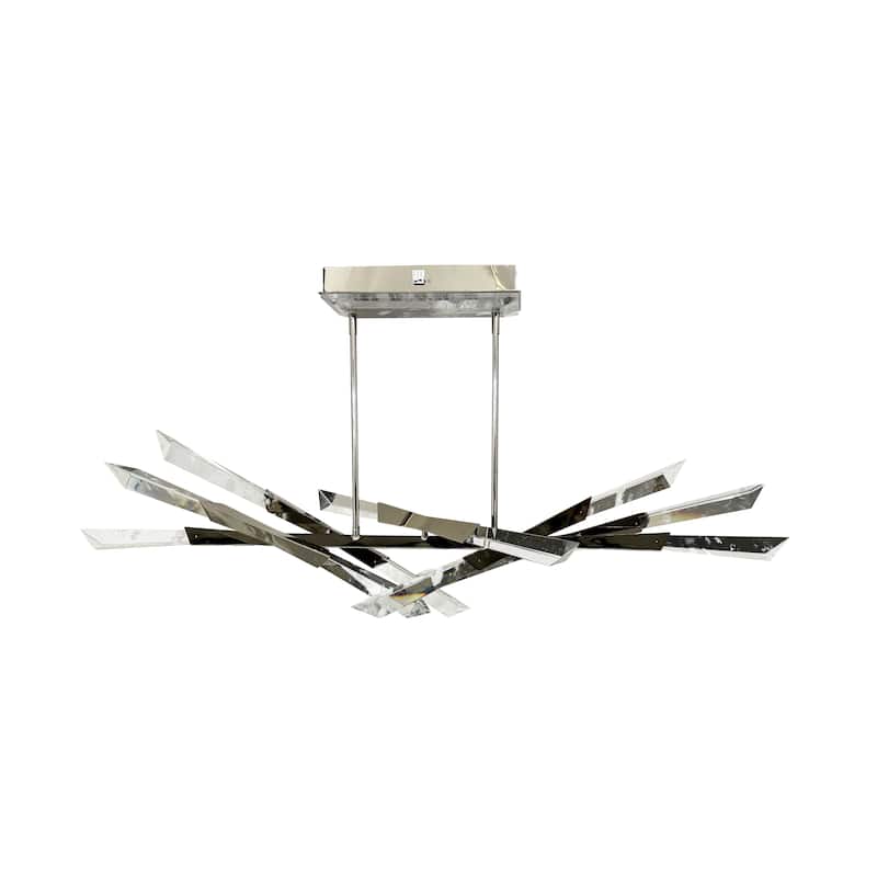 12-Light Dimmable Shiny Nickel LED Chandelier With Crystals