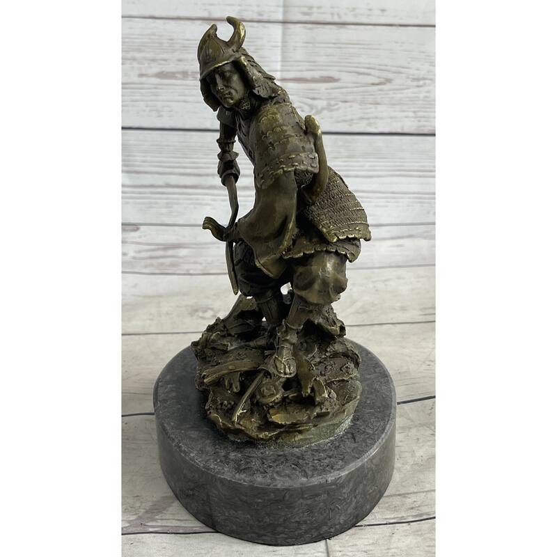 Japanese Samurai Warrior Bronze Statue Sculpture Figure Signed Original 9 Inches X 5 Inches