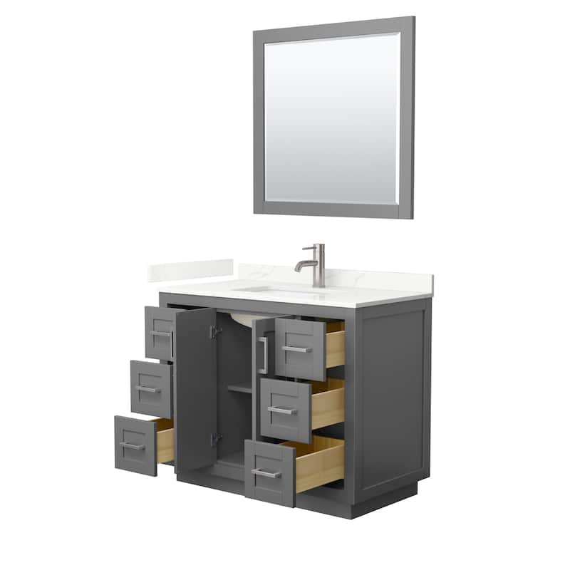 Miranda 42-inch Single Vanity, Quartz Top, 34-inch Mirror