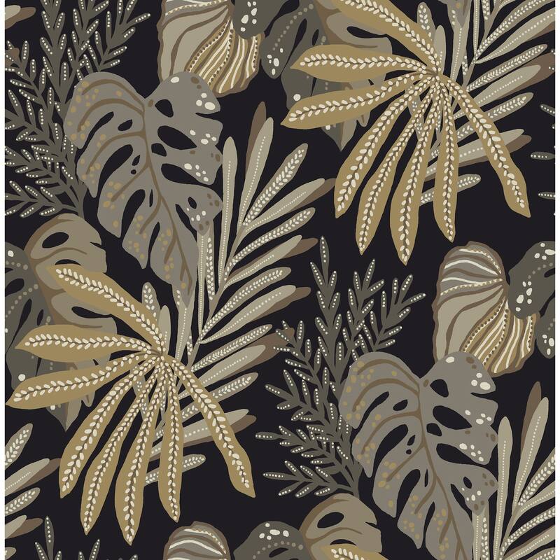 A-Street Prints Alocasia Neutral Tropical Foliage Wallpaper