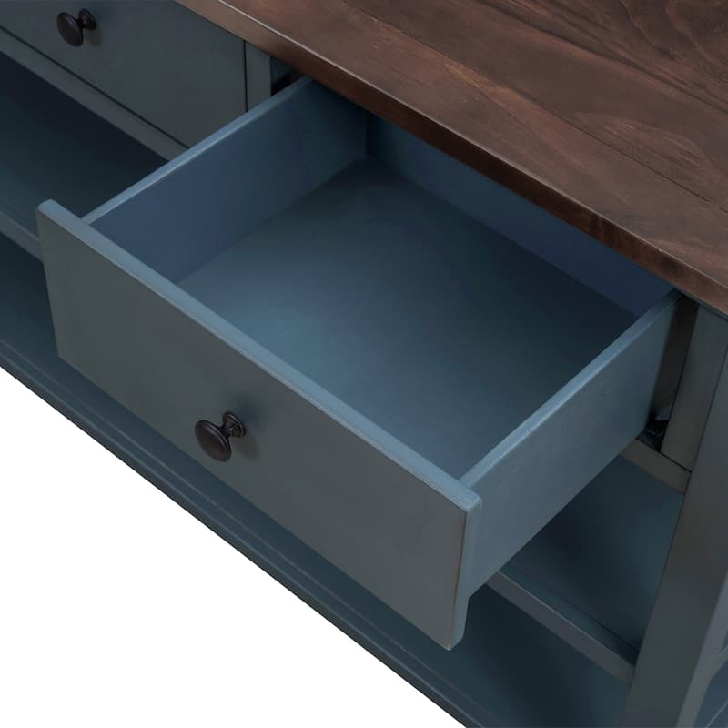 Retro Design Console Table with Two Open Shelves
