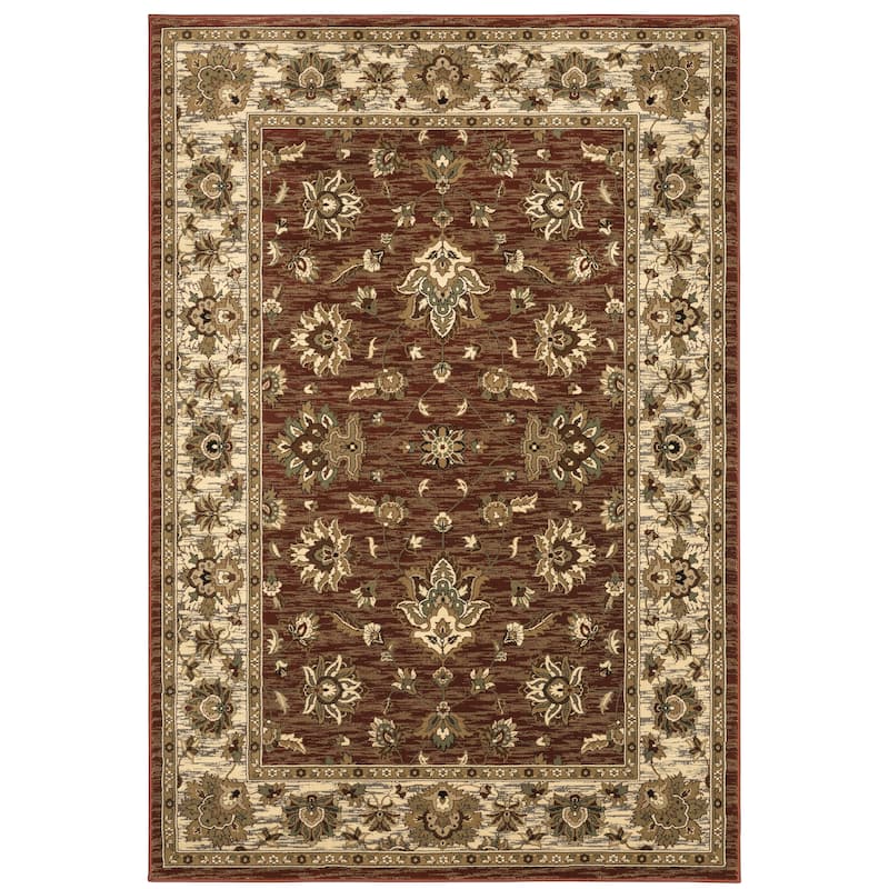 Style Haven Annapolis Bordered Traditional Area Rug - 10' x 12'7" - Red/Cream - Runner/Rectangle