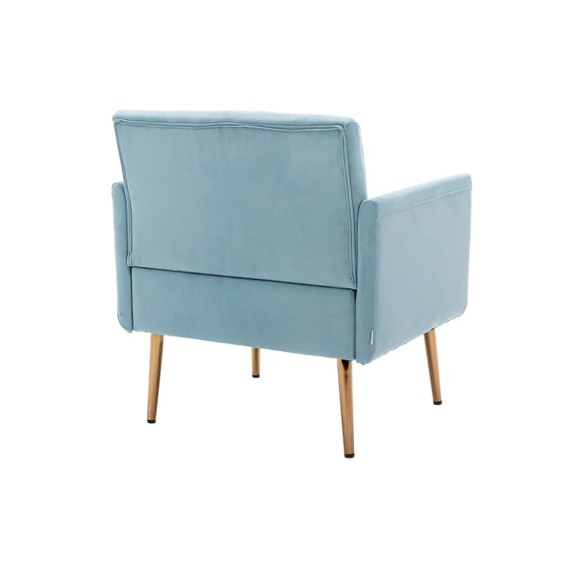 Velvet Upholstered Tufted Accent Chair With Golden feet