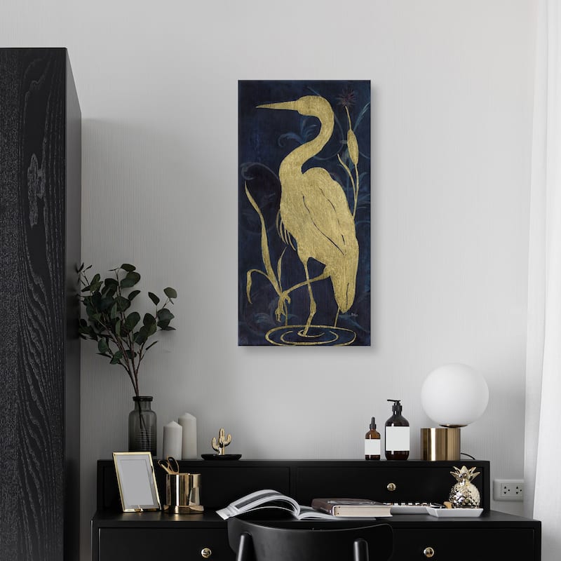 Egret on Indigo II Canvas Art Print