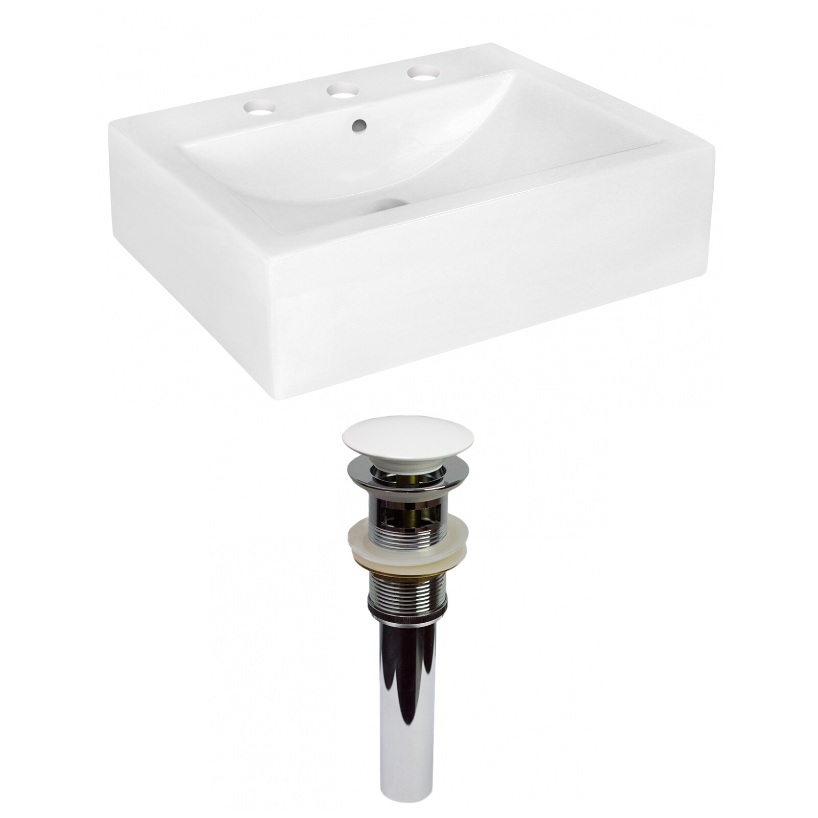 American Imaginations 20.5-in. W Above Counter White Vessel Set For 3H4-in.  Center Faucet - Bed Bath & Beyond - 33651603