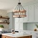 preview thumbnail 9 of 8, Anmytek Modern Farmhouse 5-Light Wood Cage Chandelier Drum Pendant Lights for Dining Room - 19.6" D x 22.3" H