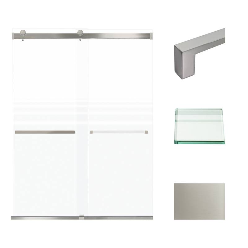 Transolid BRP608008F-S 80" High x 60" Wide Bypass Frameless Shower - Brushed Stainless
