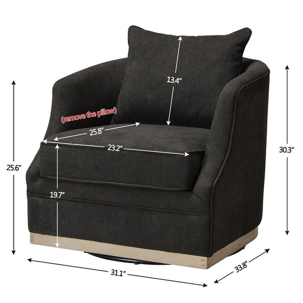 dimension image slide 3 of 4, KINWELL 31" Wide Linen Fabric Upholstered Swivel Barrel Accent Chair
