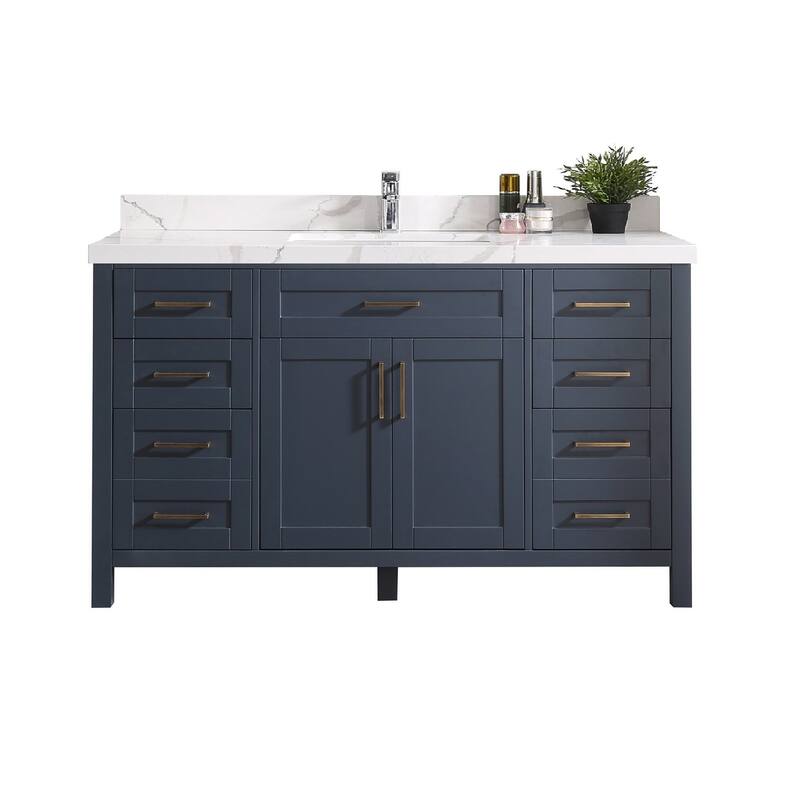 Willow Collections 60 in. W x 22 in. D Chicago Single Bowl Sink Bathroom Vanity with Countertop