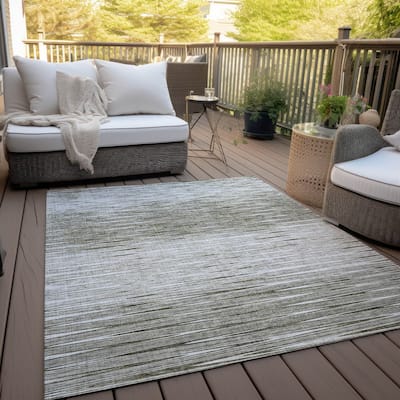 Machine Washable Indoor/ Outdoor Chantille Ombre Stripes Rug