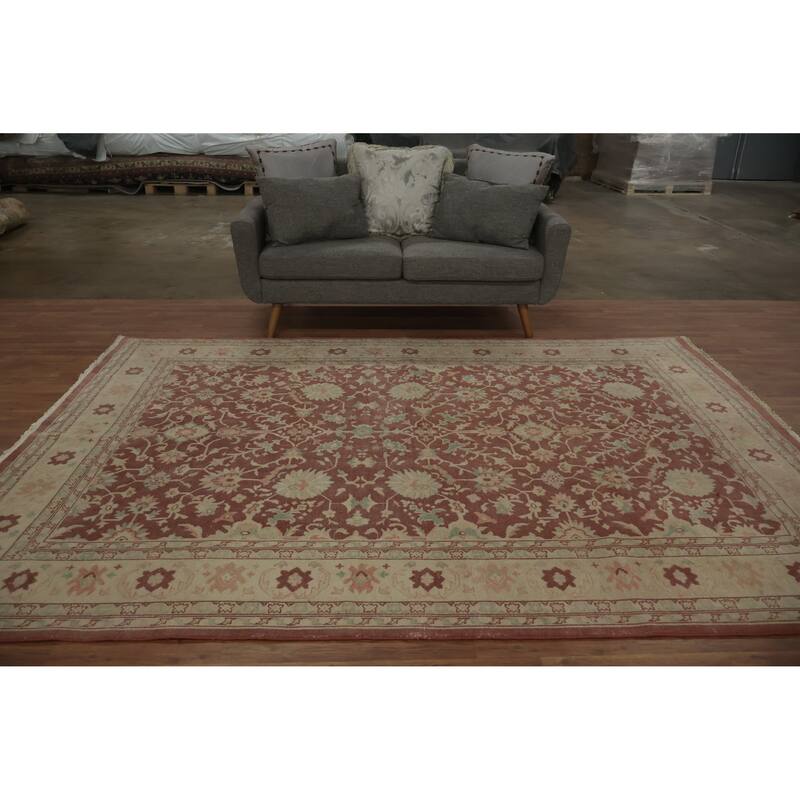 Hand Knotted Oriental 100% Wool Carpet Traditional All-Over Oranges & Rust Ziegler Area Rug - 9' 7'' X 6' 10''