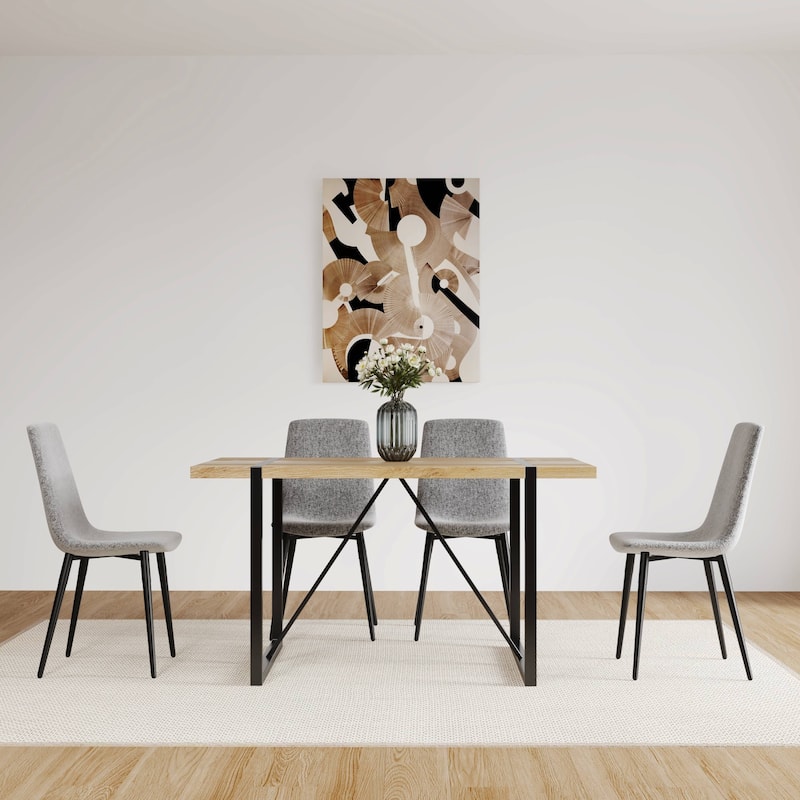 5-Piece Wood Dining Table Set Kitchen Dining Table Set with Waterproof High-Back Chairs, Anti-Slip Feet Wood