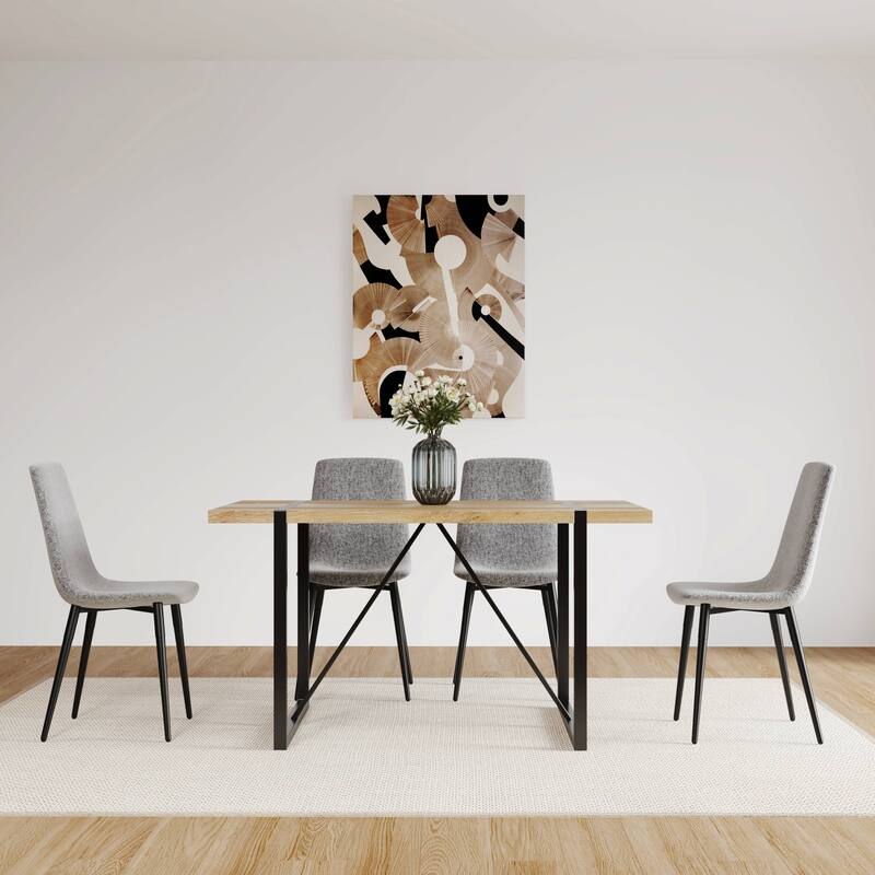 Modern Linen Upholstered Dining Accent Chairs Set of 4 - Light Gray