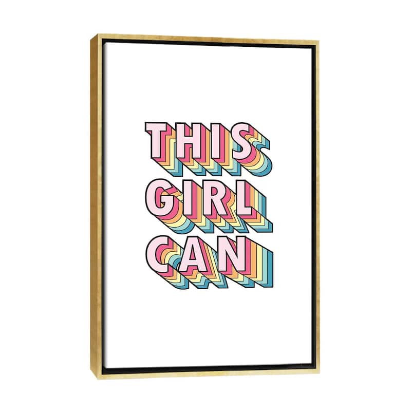 iCanvas "This Girl Can" by Emanuela Carratoni Framed Canvas Print - Gold - 40x26