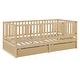 preview thumbnail 40 of 118, Wood Cribs Convertible Toddler Bed with Fence Guardrails and 2 Drawers Split into Independent Floor Bed and Daybed Slat Support