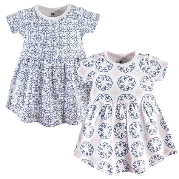 slide 1 of 1, Yoga Sprout Baby and Baby Girl Cotton Short-Sleeve Dresses 2pk, Whimsical 0-3 Months - Whimsical