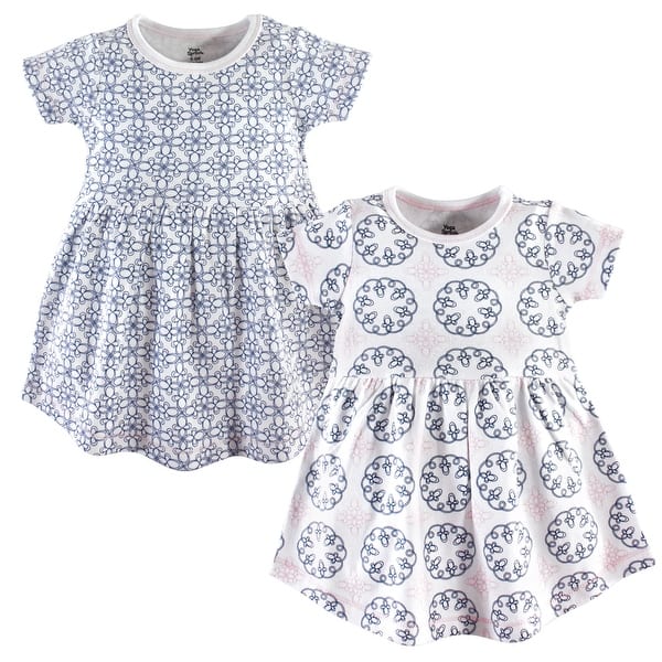 slide 1 of 1, Yoga Sprout Baby and Toddler Girl Cotton Short-Sleeve Dresses 2pk, Whimsical 2T - Whimsical