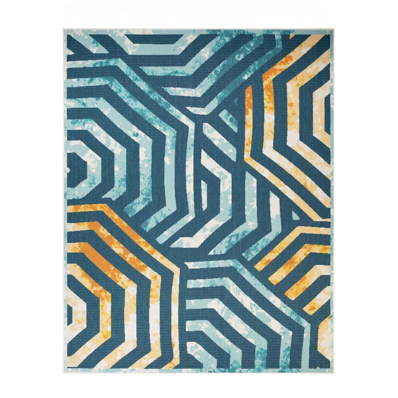 Superior Waimea Modern Geometric Coastal Indoor Outdoor Area Rug