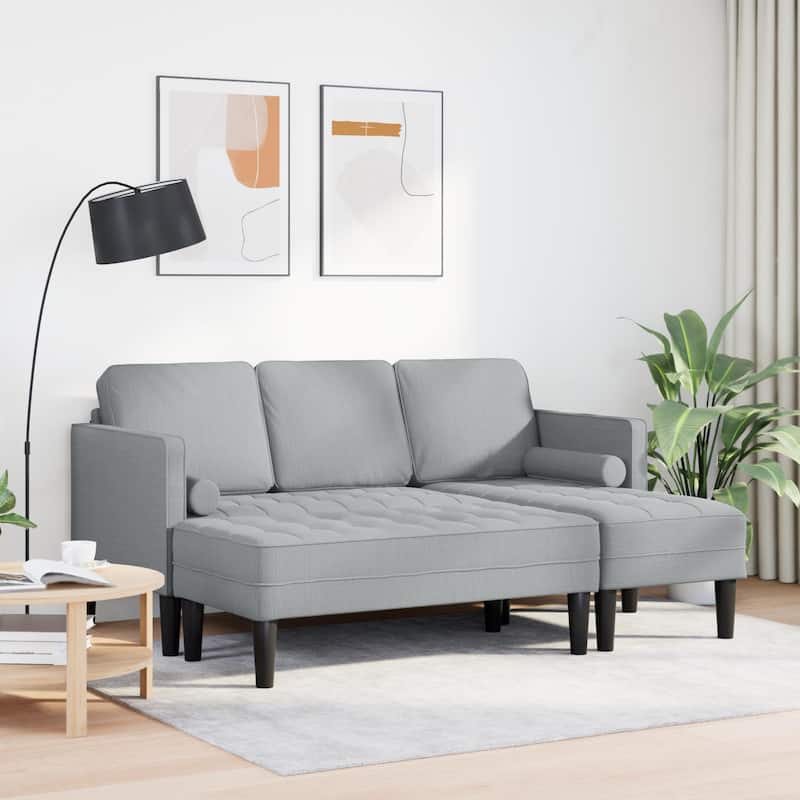vidaXL 2/3 Piece Sofa Set with Cushions Black/Dark Grey/Light Grey Fabric - 68.1 x 51.6 x 26.4