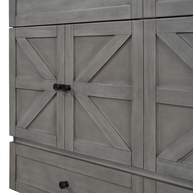 Queen Size Modern Style Murphy Bed with Large Versatile Storage Drawers and USB Ports for Bedroom