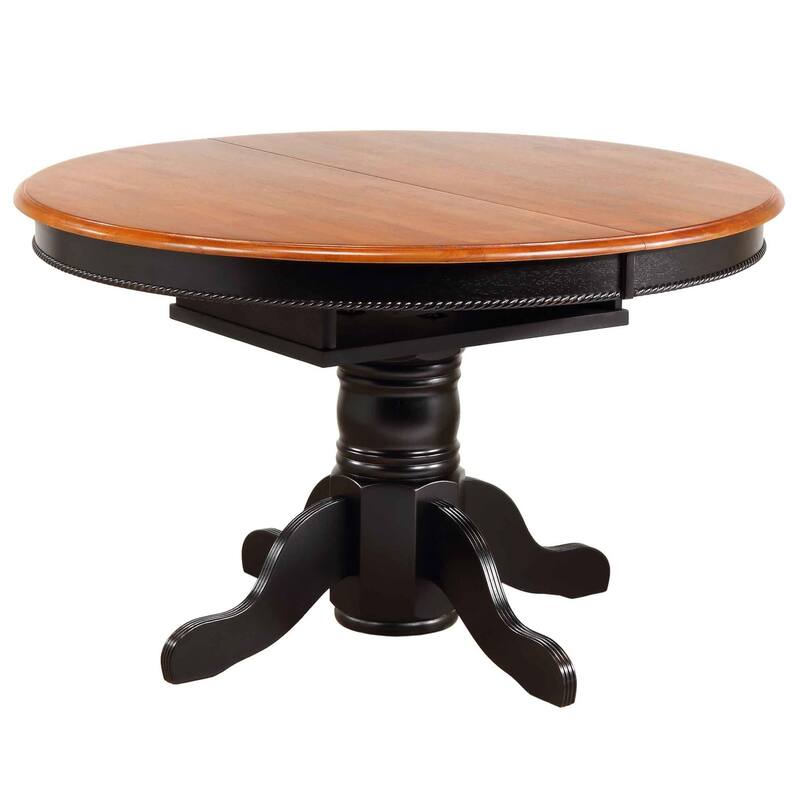 Extendable Dining Set 5pc Round/Oval Table & 4 Chairs - Black Cherry Finish