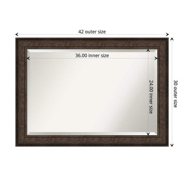 dimension image slide 5 of 6, Beveled Bathroom Wall Mirror - Ridge Bronze Frame