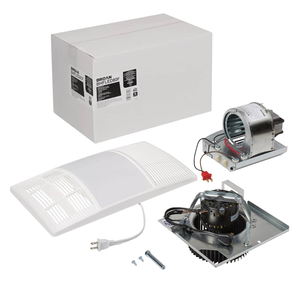 Broan BHFLED80F PowerHeat 80 CFM 1.5 Sone Exhaust Fan with Heater