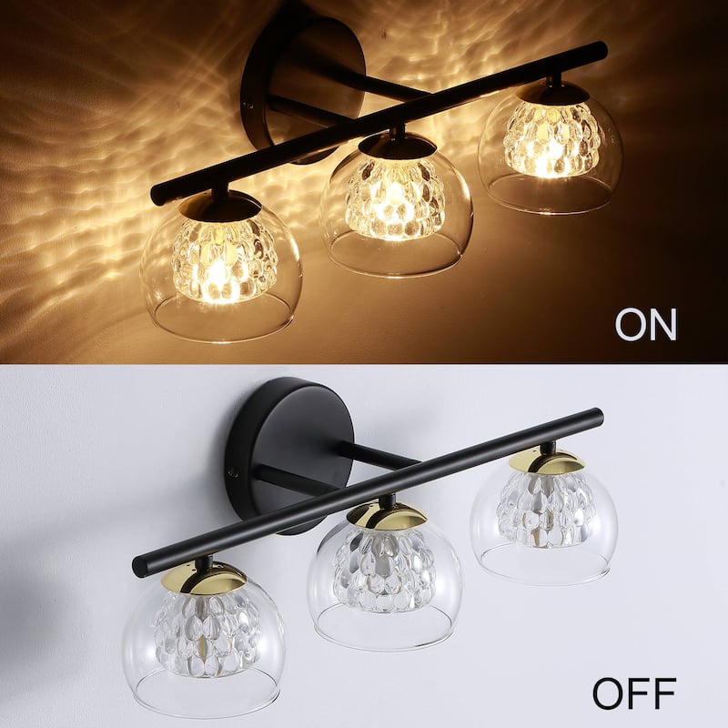 Glass Shade Wall Sconce Black Vanity Light for bathroom