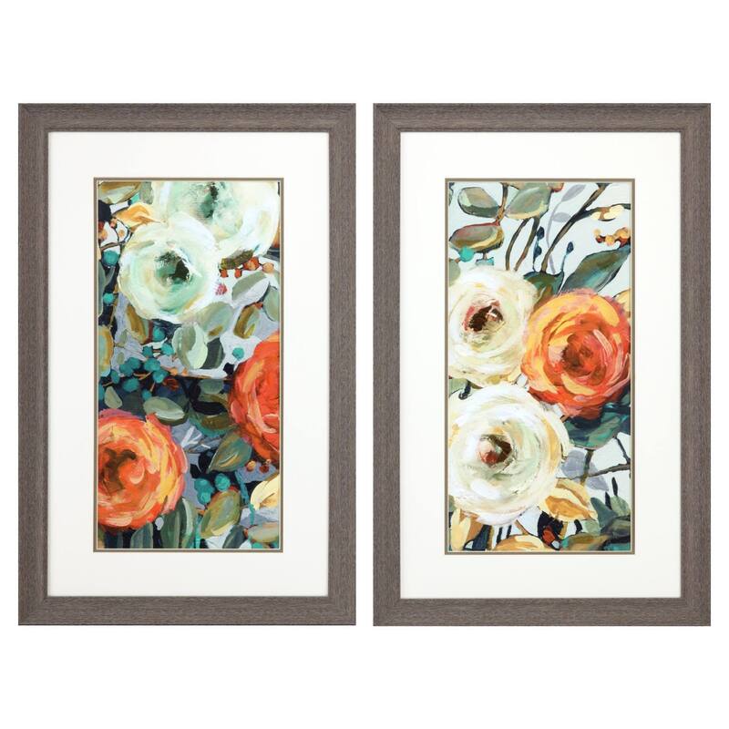 HomeRoots Set Of Two Floral Warmth Brown Framed Wall Art