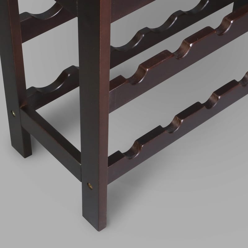 Solid Wood 18-Bottle Freestanding Wine Rack with Tabletop and Tray - 26"W x 12"D x 33"H