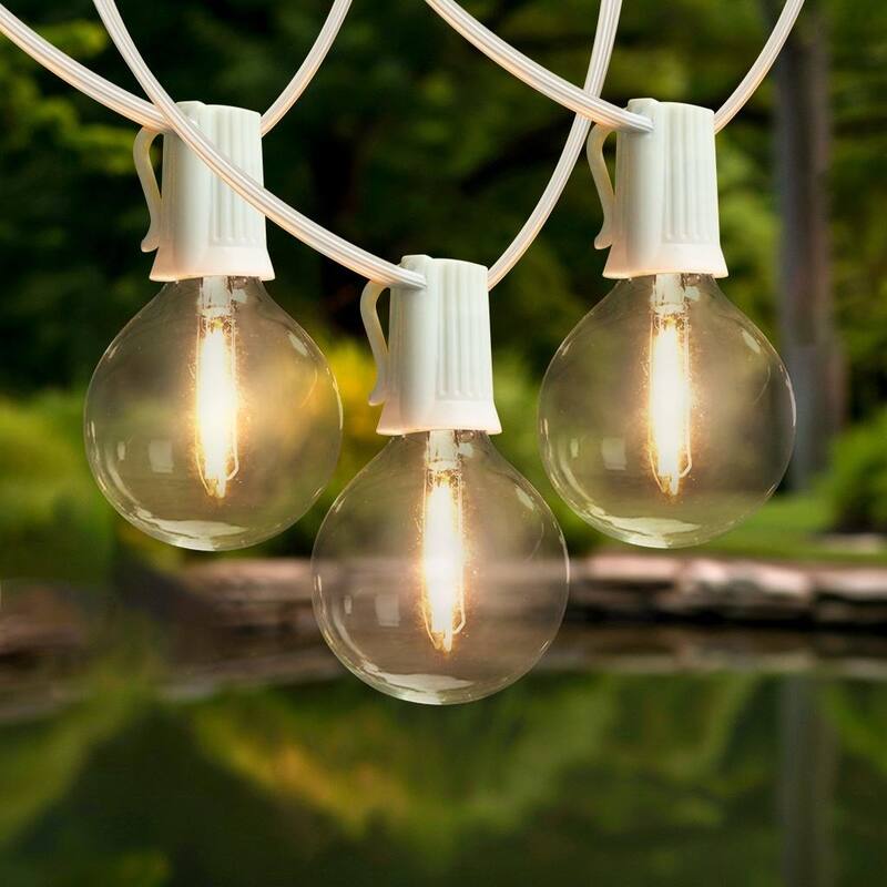 Brightech Ambience Pro 12-Light 26 Ft White Indoor/Outdoor Plug-In NonHanging LED 1-Watt G40 2700K Soft White Bulb String Lights