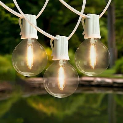 Brightech Ambience Pro 12-Light 26 Ft White Indoor/Outdoor Plug-In NonHanging LED 1-Watt G40 2700K Soft White Bulb String Lights