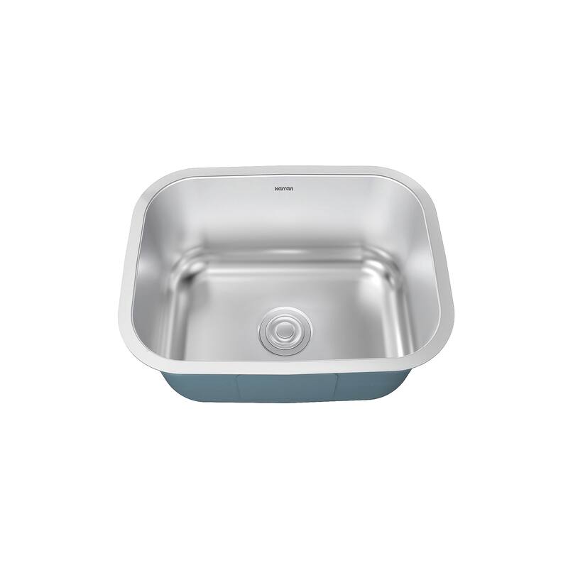 Karran Profile 23” Undermount 18 Gauge Single Bowl Stainless Steel Kitchen Sink with Accessories
