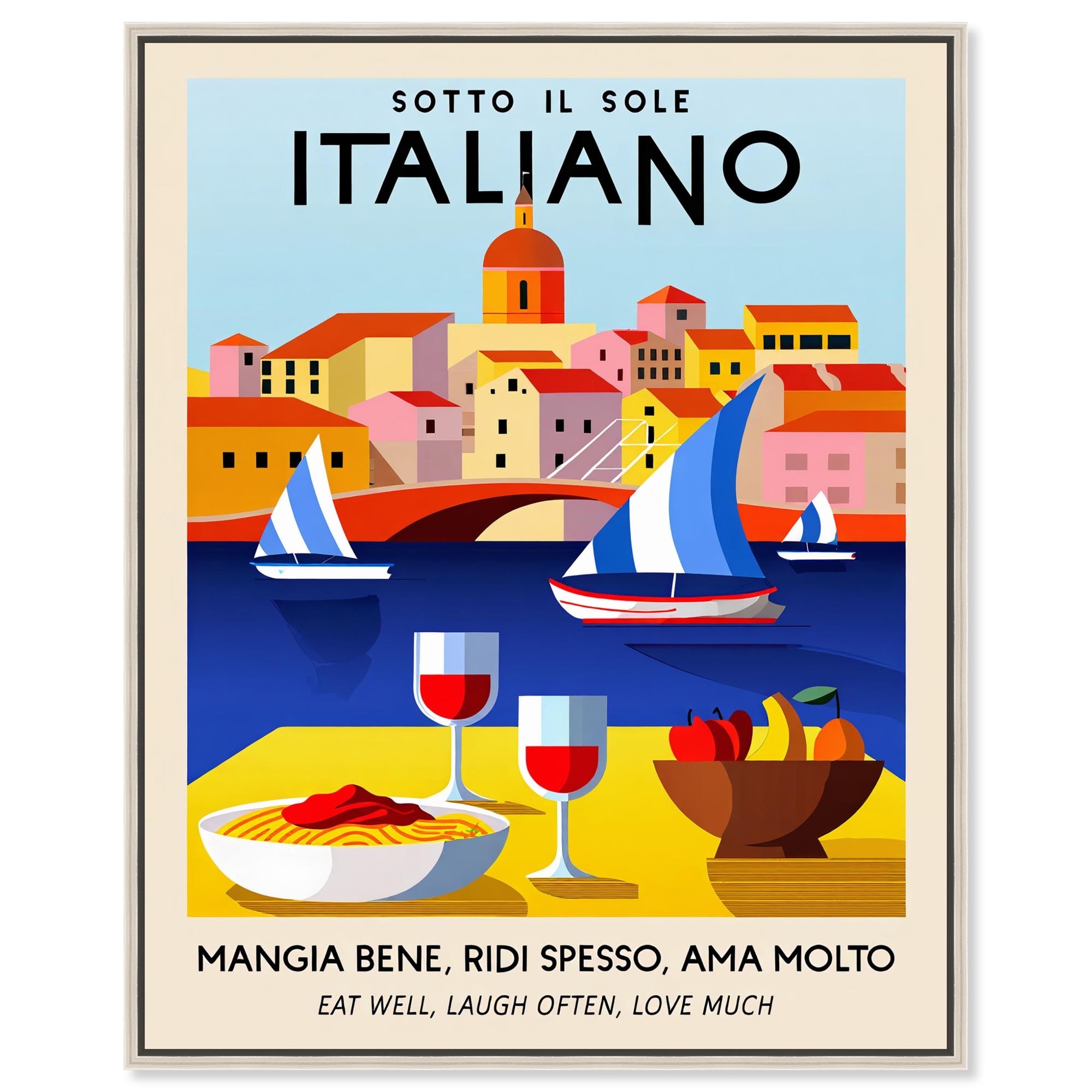 Under the Italian Sun Summer Art Framed Canvas Print by Art Remedy