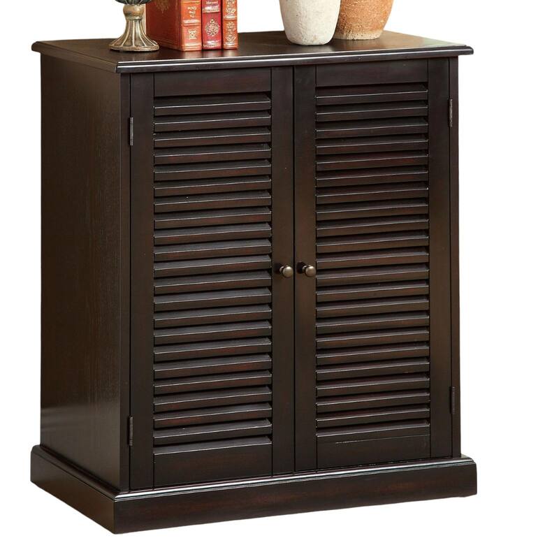 Shoe Cabinet with 2 Louver Design Doors, ,Freestanding Shoe Storage Organizer, Wood Shoe Rack with Adjustable Shelves