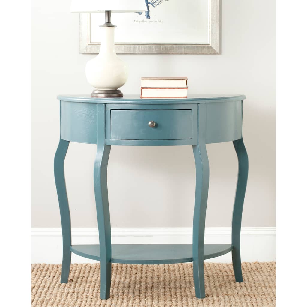 SAFAVIEH Jan Demilune Blue Small Console - 32.7" x 14.2" x 32.9"