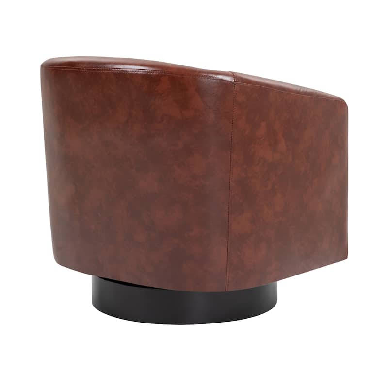Faux Leather Accent Barrel Chair with Swivel Base