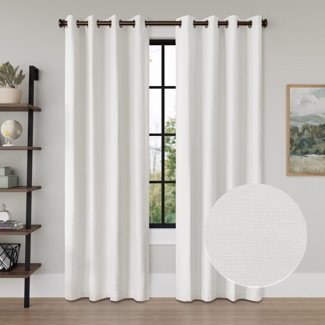 Linen Texture 100% Blackout Grommet Curtain Pair(2 panels)