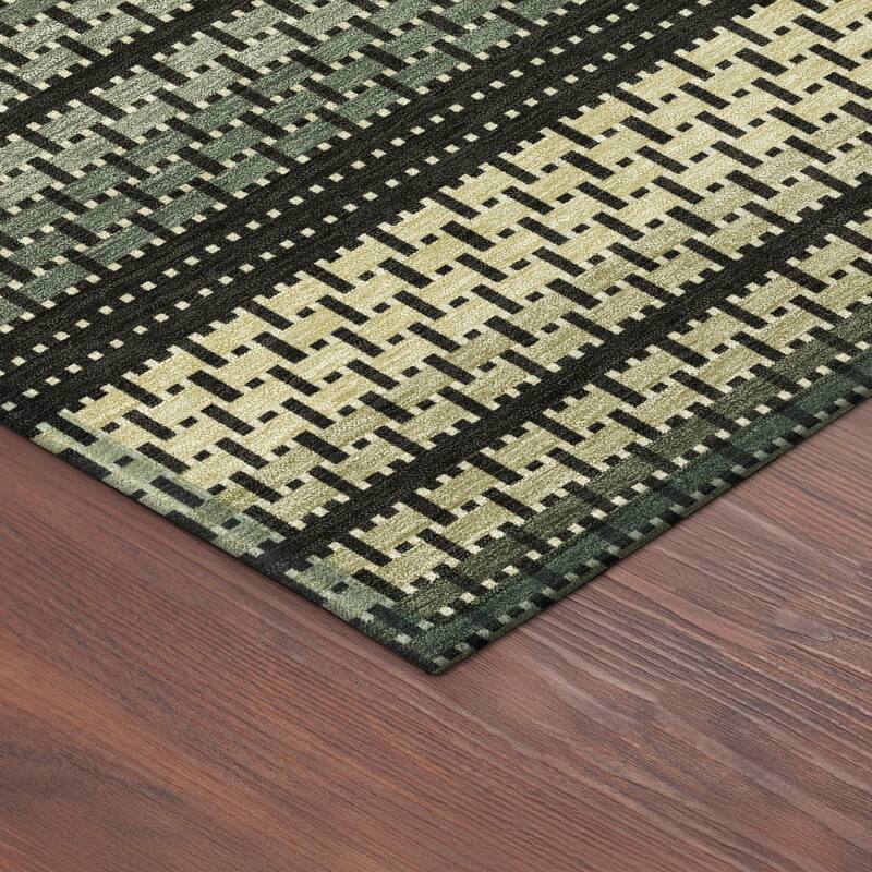 Machine Washable Indoor/ Outdoor Boho Stripe Chantille Rug