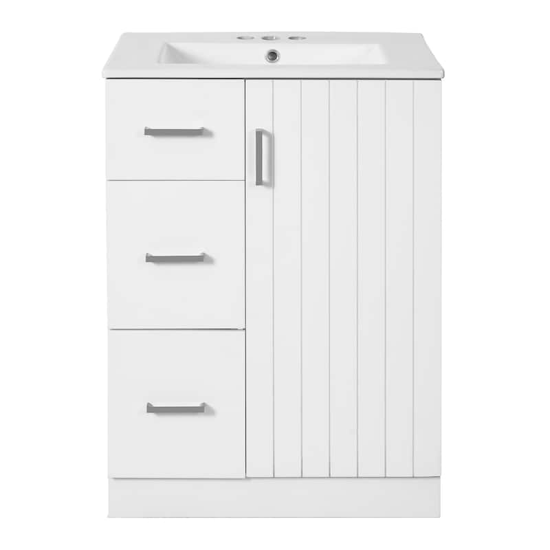 24"Bathroom Vanity with Sink,Small Bathroom Sink Cabinet with 2 Drawers and Soft-Closing Door,Undermount Sink Cabinet