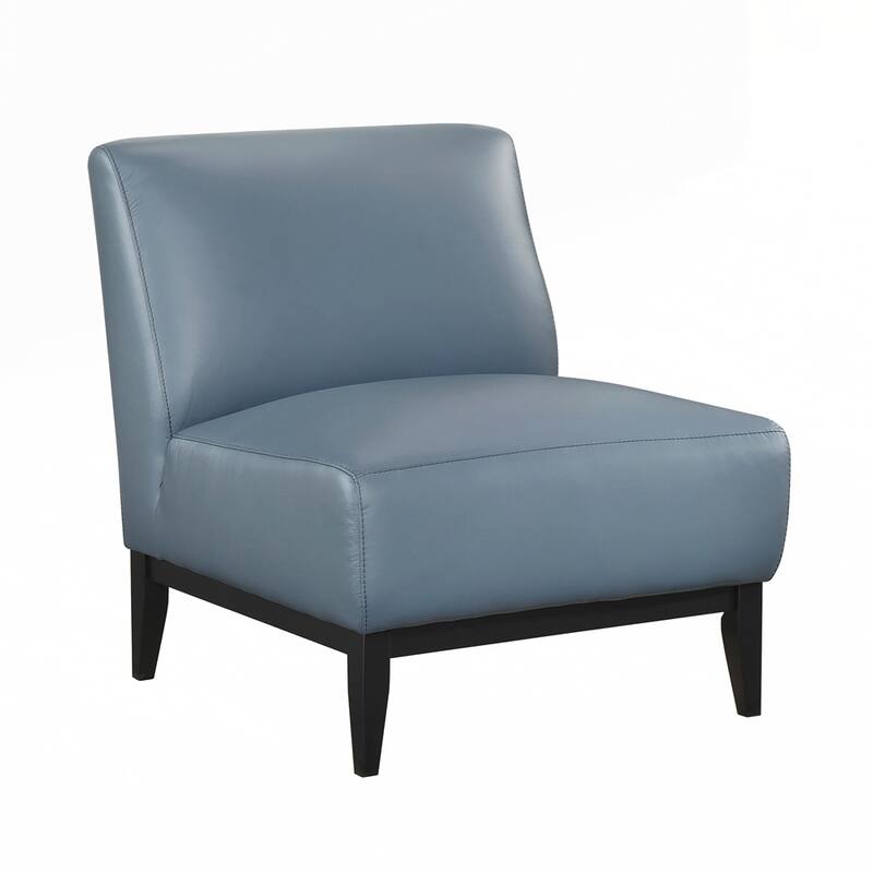 Upholstered Accent Chair Cushion Seat Back with Solid Wood Leg - Blue