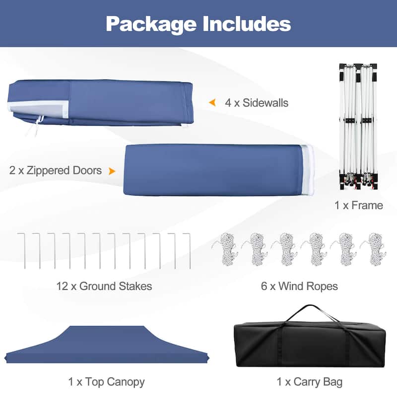 Costway 10 x 20 FT Pop up Canopy Outdoor Canopy Tent with 6 Sidewalls