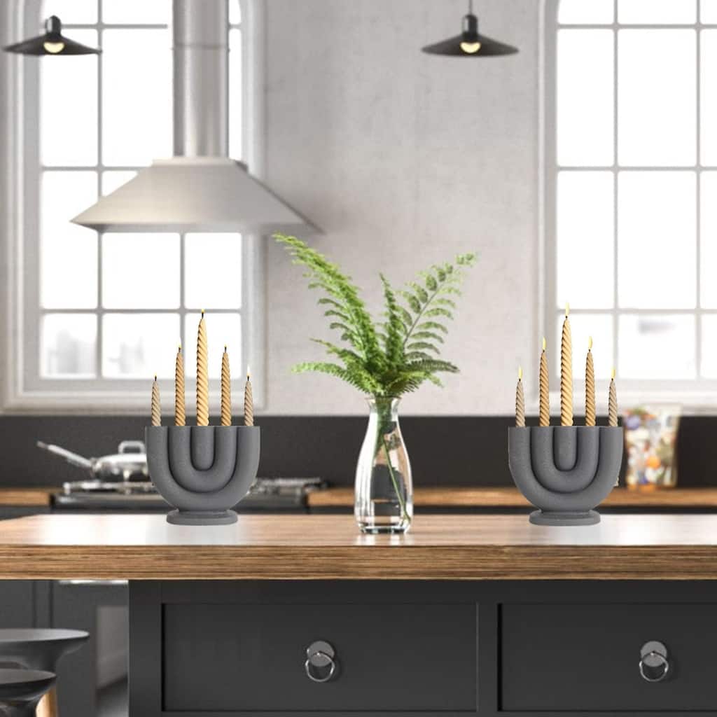 Black Small Curved Candelabra for Skinny Taper Candles Elegant Decor