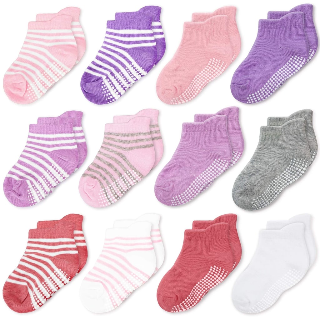 CozyWay Ankle Grip Socks Girls Stripe/Multicolor - 12 pair, 6-12 Months