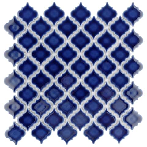 Merola Tile Hudson Tangier Smoky Blue 12.38" x 12.5" Porcelain Mosaic Tile