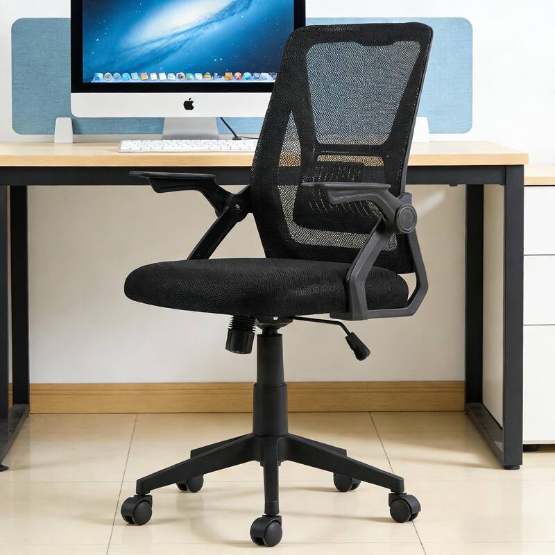 Javlergo Office Mesh Chair Computer Chair with Armrests and Lumbar Support Desk Chair - Black