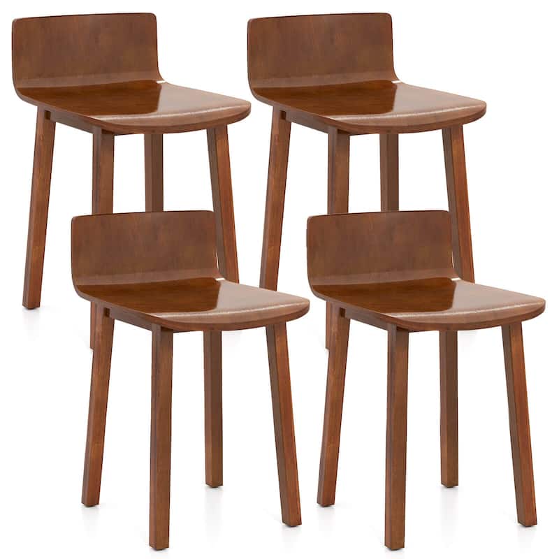 Costway Dining Chairs Set of 2/4 with Acacia Wood Legs Curved Seat & - See Details - Set of 4