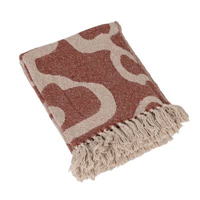 Woven Cotton Blend Jacquard Throw Blanket with Pattern
