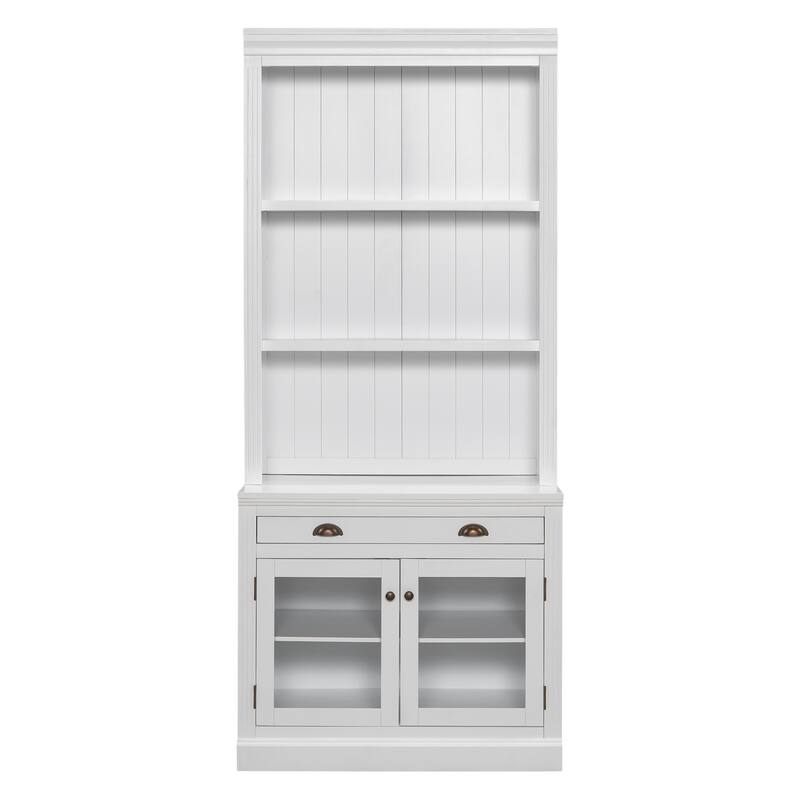 83.4"Tall Bookshelf with LED Lighting - White