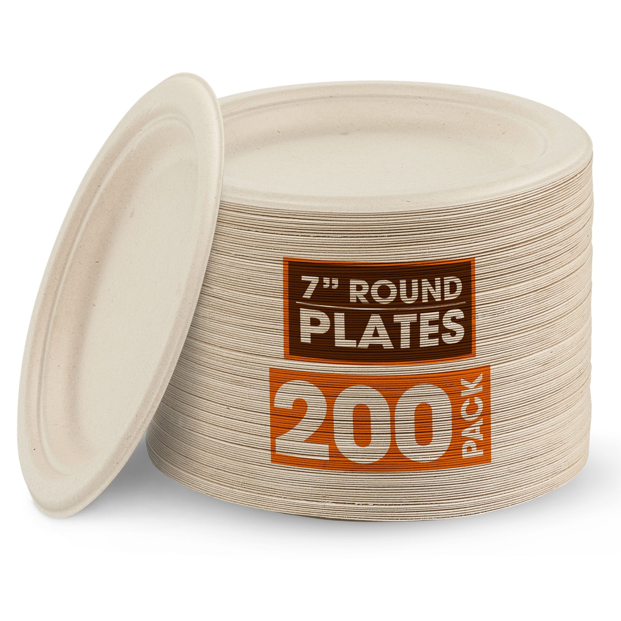 Cheer Collection Compostable 7 Inch Paper Plates, 200 Pack - 7 inch